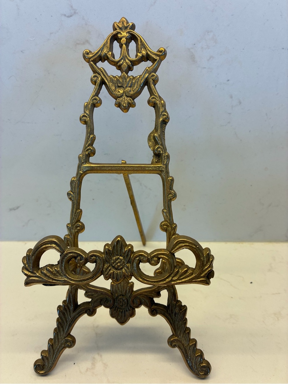Vintage Brass Decorative Easel Stand - Gold Accent Home Art Display 10 in
